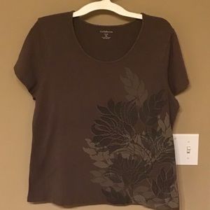 Brown Tee with floral design